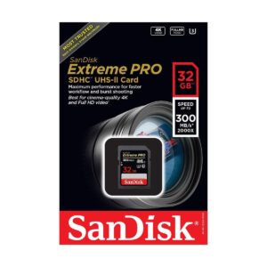 Sandisk 32GB Extreme Pro 300/260MB/s C10 UHS-II U3 SDHC / SDXC Muistikortti