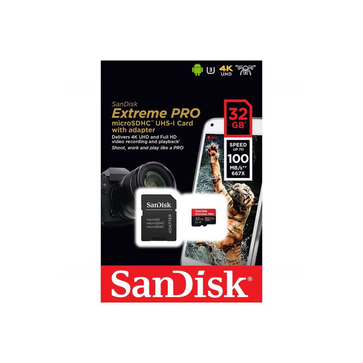 Sandisk MicroSDHC Extreme Pro 32GB Rescue Pro Deluxe 100MB/s A1 C10 V30 UHS-I U3