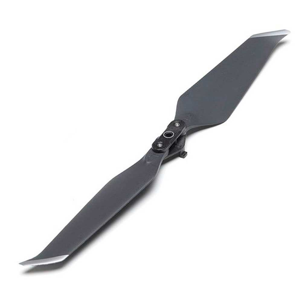 Lähikuvassa DJI Mavic 2 Low-Noise Propeller CCW, 1kpl näkyy sen musta kaksilapainen muotoilu, jossa on keskimmäinen kiinnitysnapa ja hieman kaarevat lavat, joita käytetään yleisesti droneissa, kuvassa valkoista taustaa vasten.