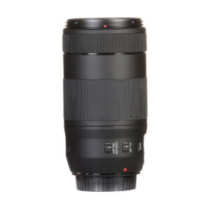 The Canon EF 70-300mm f/4-5.6 IS II USM is a black camera zoom lens with textured grip rings and control dials, shown upright on a white background.