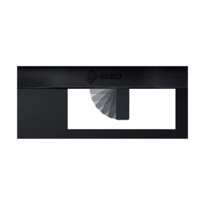 Eizo_31_1_ColorEdge_CG319X_17_9_Hardware_Calibration_IPS_Monitor_010 Eizo 31,1" ColorEdge CG319X -näytön kuomu on musta ja suorakulmainen, ja siinä on Eizo-logo ylhäällä keskellä ja sen alla osittain pyöreä varjostin, joka on suunniteltu estämään ympäristön valoa ylhäältä ja sivuilta.
