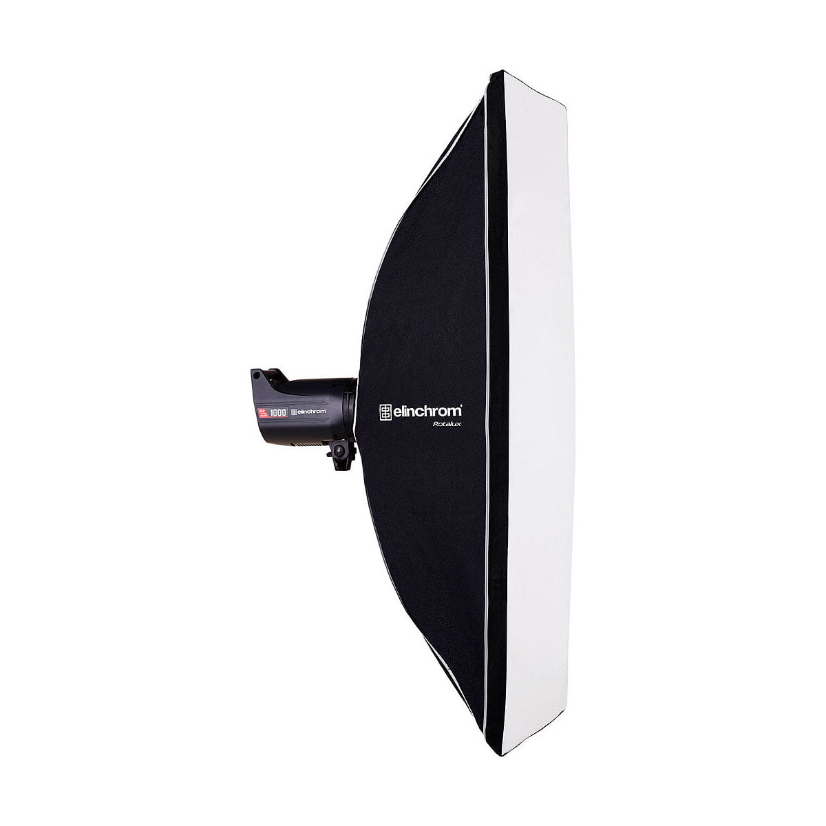 Elinchrom Rotalux Stripbox 50x130cm on studiokuvaukseen tarkoitettu softbox, jossa on musta ulkopinta ja valkoinen hajottava etuosa, joka on suunniteltu hajottamaan valoa tasaisesti ammattimaisia tuloksia varten.