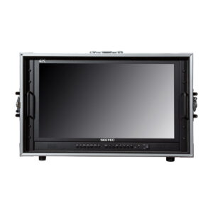 Seetec 28" 4K Quad View -suorakulmainen suorakulmainen lähetysmonitori, musta ja hopea, sisältää lentokotelon.
