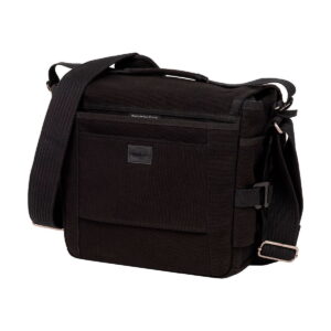 Think Tank Retrospective 20 V2.0 - Black is a rectangular messenger bag with front pocket and adjustable shoulder strap.