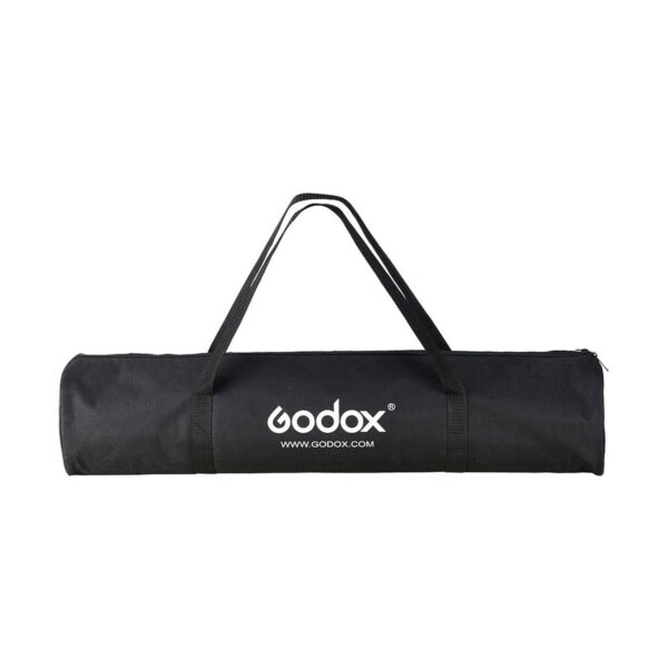 Godox_LST40_009 Black cylindrical carrying case with handles, with white Godox logo and website, designed to carry the Godox LST40 - Shooting Tent.