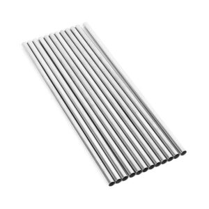Godox_LST40_013 Ten silver metal drinking straws are arranged in parallel rows inside the Godox LST40 photo tent on a white background.