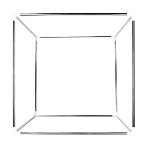 Godox_LST40_014 Godox LST40 - The photo tent has a geometric metal frame that forms a hollow cube shape, with thin, straight poles connected at the corners, visible from above against a white background.