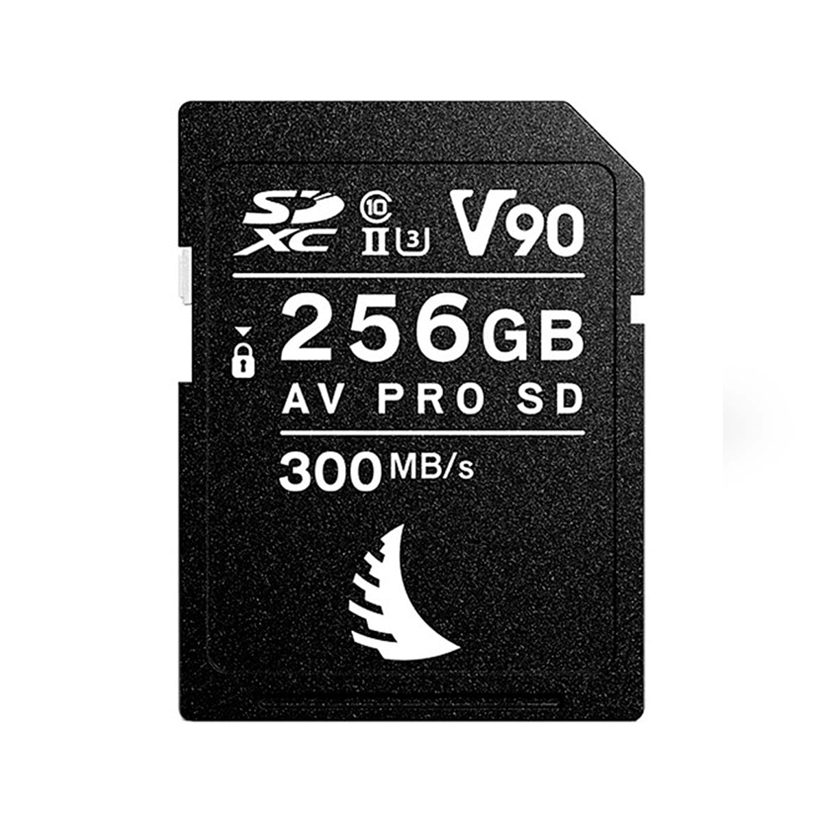 2 kpl ANGELBIRD 256GB AV Pro Mk 2 V90 UHS-II SDXC-kortteja, joissa kummassakin on musta ja valkoinen teksti, jossa on V90, 300MB/s, nopeus ja luokan symbolit.