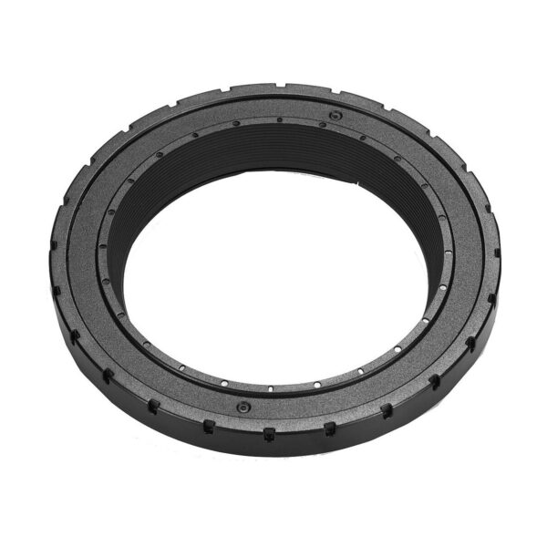 The Godox MF12 mounting ring is a black, round metal accessory with a brushed edge and evenly spaced holes on a white background - perfect for use with the Godox AD300 Pro.