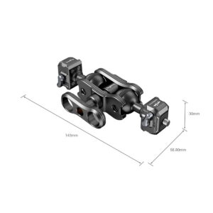 SmallRig 3515 -nivelvarren nivelvarren 3D-versio, jossa on kaksi kuulapäitä Talon Mini (musta), pituus 143 mm, korkeus 30 mm ja leveys 58,8 mm. Sisältää kaksi kiinnityspäätä, kaksi kääntyvää niveltä ja merkittyjä lukitusruuveja.