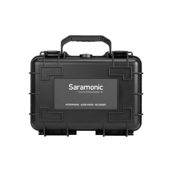 Black Saramonic Vlink2 Kit1 (TX+RX) + SR-C8 Carrying case Hard shell carrying case with handle and "Saramonic Sound Remarkable" label with brand name on front, pictured against white background.