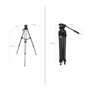 SmallRig 3751 Heavy-Duty Fluid Head Tripod AD-01 has two views: fully extended 1878.5 mm high and 948 mm wide, and folded 892 mm long and 435 mm wide with 171 mm handle. All dimensions in millimetres.