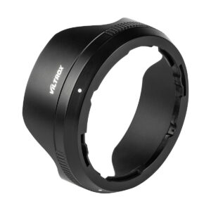 Black, round, brushed-edge hood for the Viltrox AF 24mm f/1.8 lens, Nikon Z, designed to be attached to the camera lens, shown isolated on a white background.
