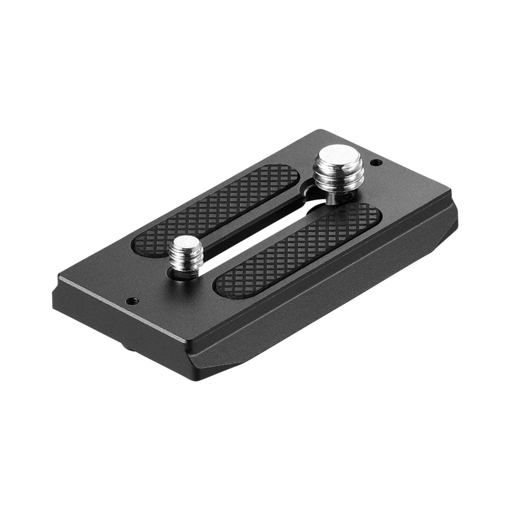 SmallRig 838 Quick Release Camera Fixing Screw 1/4" is a black metal plate with two silver-coloured fixing screws, textured rubber handles and a central hole for adjustable screw positions.