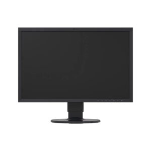 The Eizo 24" ColorEdge CS2420-BK is a black flat panel computer monitor with a rectangular screen, thin bezel and round stand, shown against a white background with the screen off.