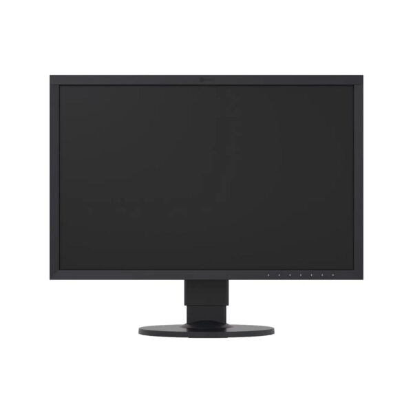 The Eizo 24" ColorEdge CS2420-BK is a black flat panel computer monitor with a rectangular screen, thin bezel and round stand, shown against a white background with the screen off.