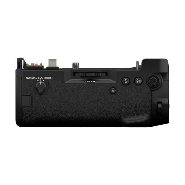 Fujifilm_VG-XH_002 The Fujifilm VG-XH - Battery Grip is a black camera battery grip with a textured surface, multiple buttons, switches marked NORMAL, ECO, BOOST and LOCK, and top connection ports.