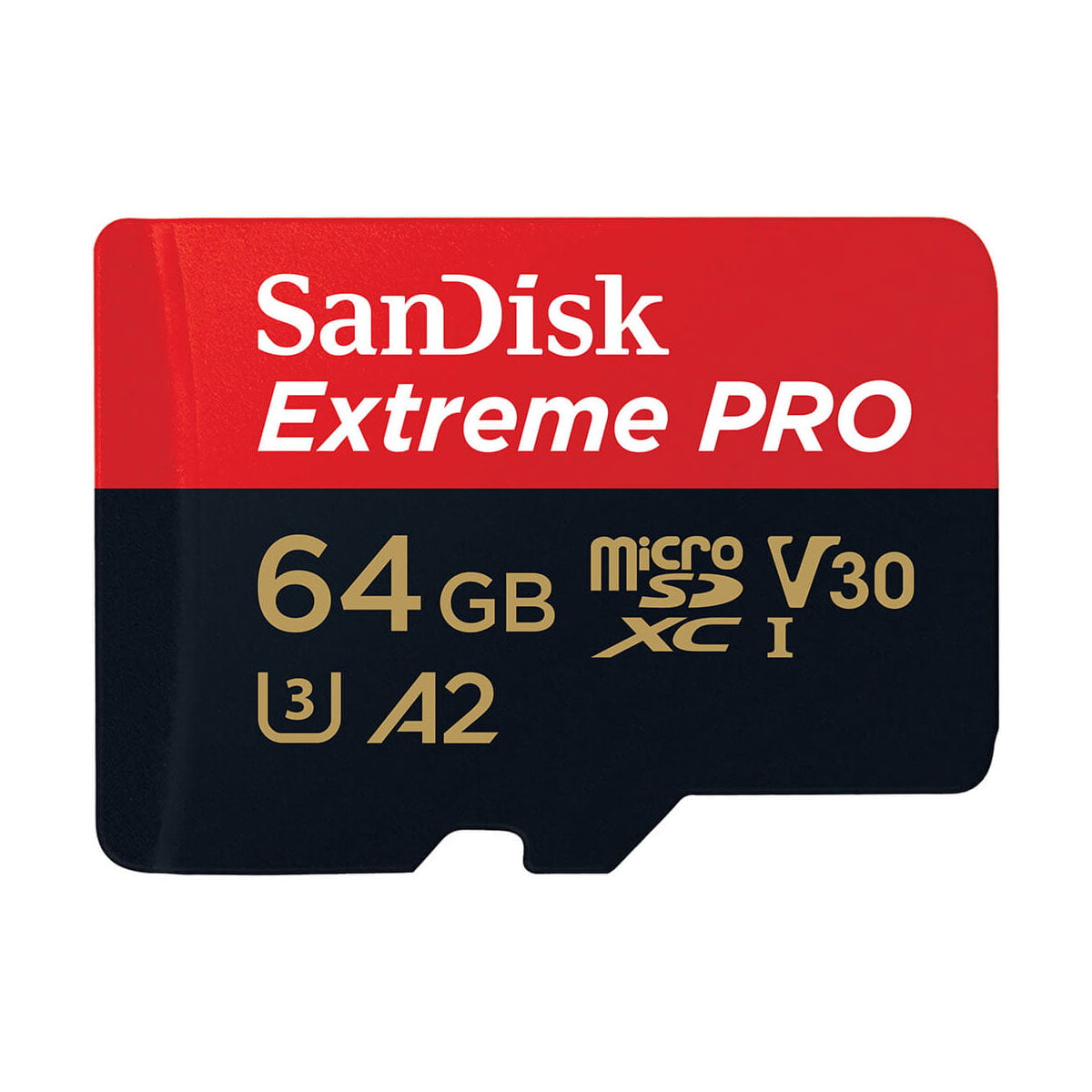 SanDisk SDXC 64GB Extreme Pro 200MB/s -muistikortti, UHS-I, V30, U3, A2-luokat, punamusta.