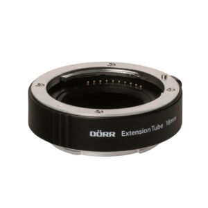 Dörr-loittorengas-Sony-E-3 The Dörr 10/16/21 mm extension tube kit for Sony Nex E cameras is shown on the white background and is used to increase the distance between the lens and sensor in macro photography.