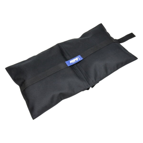 Kupo KSD-1680XL Sandbag is a black rectangular sandbag with a carrying handle and a blue central label, intended to be used as a weight or stabilizer.