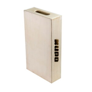 Kupo KAB-004 Apple Box - Half is a rectangular wooden box with a cut-out handle at the top and the word "KUPO" on the side, shown upright against a white background.