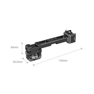 SmallRig 3026 Monitor mount with NATO bracket for DJI RS 2/RSC 2/RS 3/RS 3 Pro is a black metal mount with adjustable joints, shown at an angle and marked with dimensions: 54 mm height, 39.5 mm width and 134 mm length.