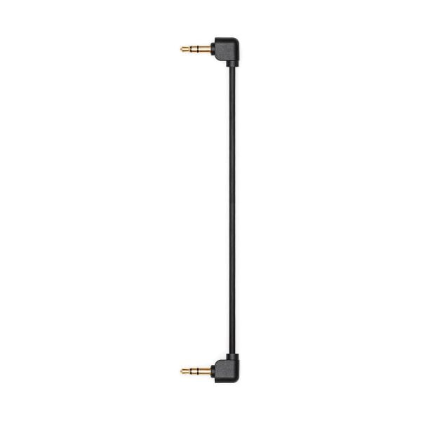 The DJI Mic Dual Kit wireless microphone system includes a black audio cable with gold-plated 3.5mm corner connectors at each end, which appear vertically against a white background.