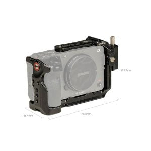 The SmallRig 4138 Cage for Sony FX30/FX3 fits around the body of a Sony Alpha body measuring 145.5 mm wide, 101.2 mm high and 66.4 mm deep.