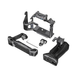 SmallRig 3710 Rhinoceros Advanced Cage Kit for Sony A7 RV/A7 VI/A7 SIII pictured with black metal cage frame, handle, grip, handle, hex wrench and mounting hardware on a white background.