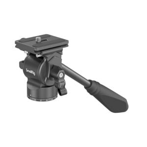 SmallRig 3760 Video Tripod CT180 on musta panorointi- ja kallistuspää, jossa on pitkä kahva, pikavapautuslevy, säätönupit ja "SmallRig"-brändi sivulla.
