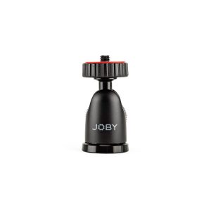 The JOBY BallHead 1K Black/Grey ballhead, with screw fastening and red accent ring, stands upright against a white background.