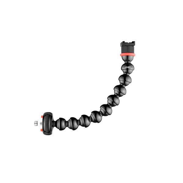 JOBY GorillaPod Arm Kit PRO Black is a flexible black arm with articulated segments, red accent near the top and adjustable connectors at both ends, shown on a white background.