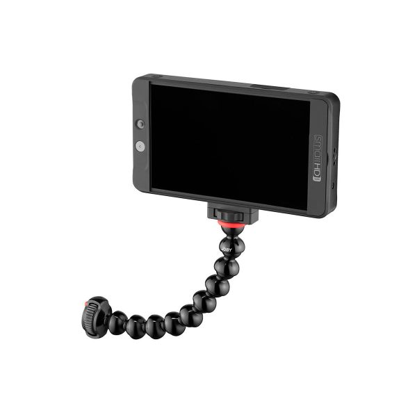 JOBY GorillaPod Arm Kit PRO Black is a compact monitor mount with a flexible, segmented tripod and ball joint for adjustable positioning and stability.
