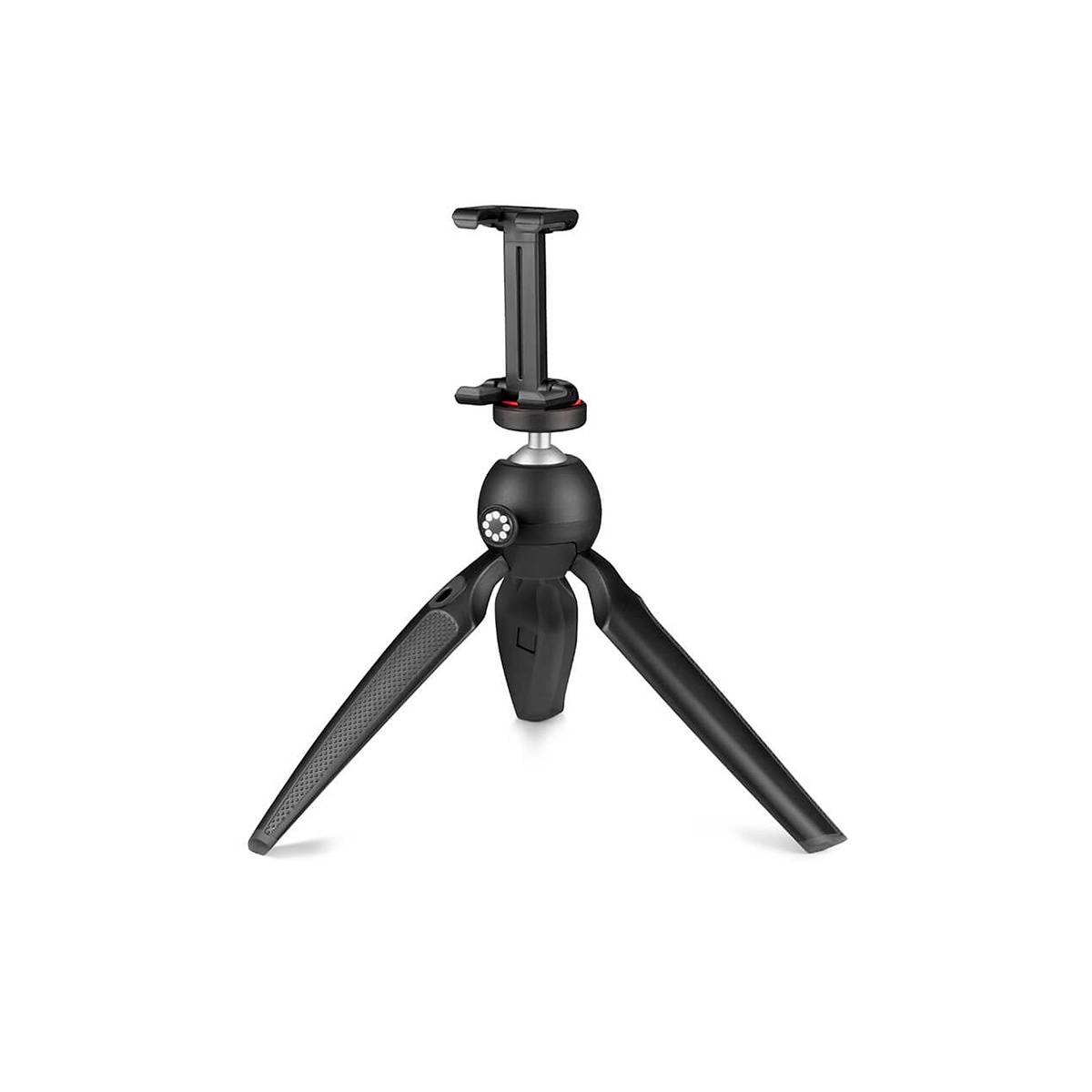 JOBY HandyPod Mobile Stand for Phone Black is a compact black tripod with three foldable legs and an adjustable phone holder, shown in white on the picture.
