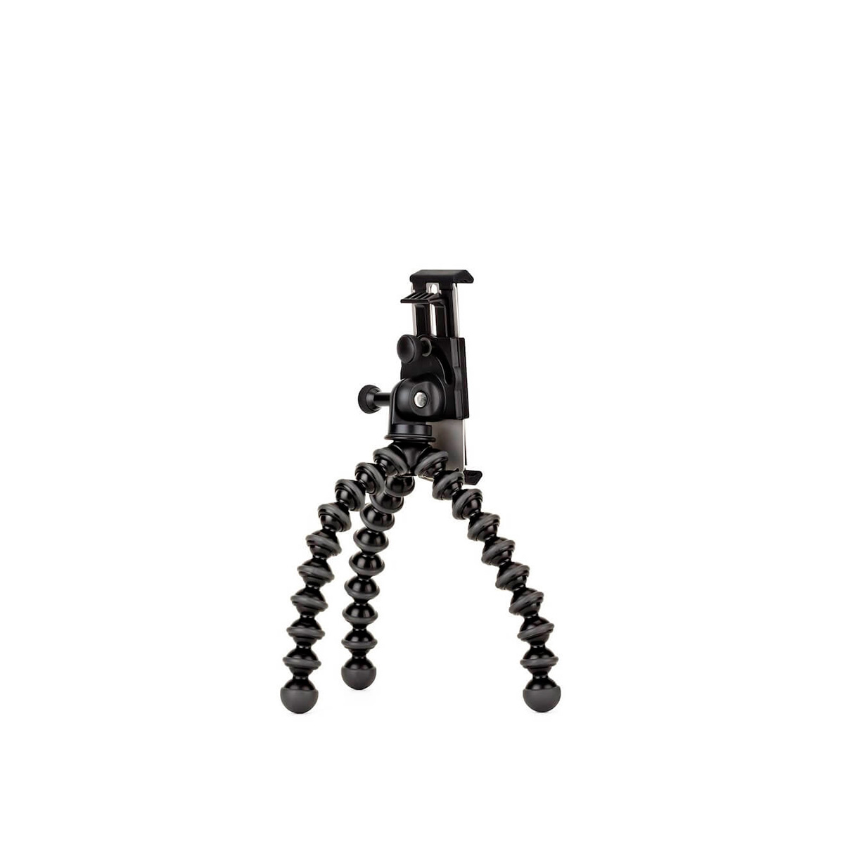 The JOBY GripTight GorillaPod Stand Pro for Tablet is a small black flexible tripod with bendable, segmented legs and a mount for a camera or smartphone. The picture shows it standing upright on a white background.