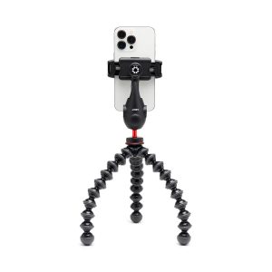 Joby-GripTight-Pro-3-kit-2 The Joby GripTight Pro 3 Kit - Phone Stand is a flexible black stand with bendable legs and a swivel ball head with a bracket to hold your smartphone firmly upright for stable photography or filming.
