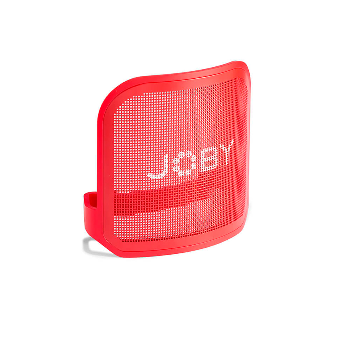 Punainen, verkkomainen Joby POD Pop -suodatin, jossa on pyöristetyt reunat ja valkoiset kirjaimet "JOBY", näkyy kannettavana lisävarusteena valkoisella pohjalla.