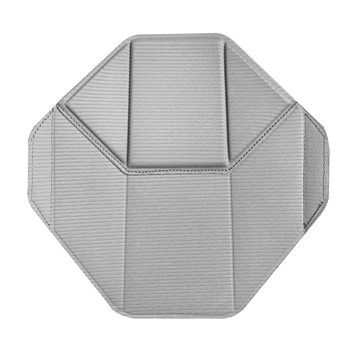 The flat, grey, octagonal Peak Design Divider for Everyday Messenger V2 Cool Grey features embossed edges and stitched sections with a textured, canvas appearance when viewed from above.