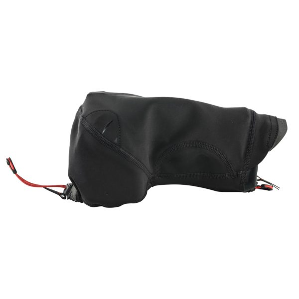 Peak Design Shell Camera Cover - Small is a black, form-fitting camera cover with red drawstrings, designed to protect the camera body.