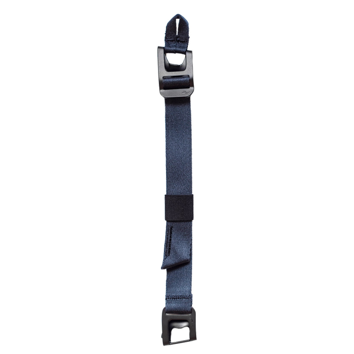 The Peak Design Spareparts V2 Everyday Backpack V2 Sternum Strap in Midnight features a blue nylon strap with black plastic buckles at each end, which appear smoothly on a white background.