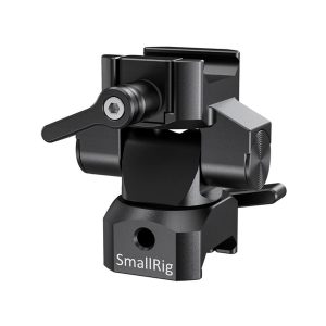 SmallRig 2385 Swivel & Tilt Mount w/ NATO Clamp on musta metallinen, säädettävillä vipuilla varustettu kameran lisävarustekiinnike, joka on suunniteltu kameralaitteiden turvalliseen kiinnittämiseen.