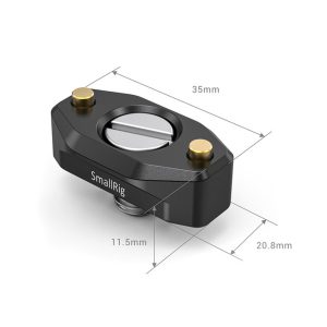 SmallRig 2501 Nato Rail 35mm w/ ARRI Locating Screw is a black camera accessory with silver and gold details, marked parts and a central screw. Dimensions: 35mm wide, 20.8mm deep and 11.5mm high.