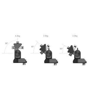 SmallRig 2904 Swivel and Tilt Monitor Mount Screw-Mount -ruuvikiinnitys on esitetty 90°, 45° ja 30° asennossa, ja se tukee vastaavasti 4,2 kg:n, 2,5 kg:n ja 2,3 kg:n enimmäispainoja.