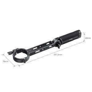 SmallRig 3005 Sling Grip for Crane 2S on musta säädettävä metallinen kiinnike (331,5 mm x 79 mm x 40 mm), jossa on pyöreä kiinnike ja putkimainen jatkovarsi.
