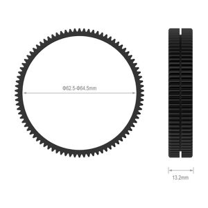 SmallRig 3291 Focus Gear Ring Seamless 62.5-64.5mm is a black round gear ring with fine teeth, pictured front and side; diameter 62.5-64.5mm and thickness 13.2mm.