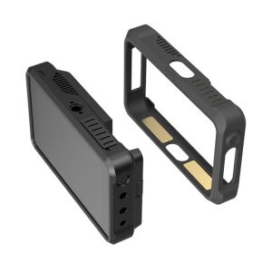 The SmallRig 3448 Silicon Case Kit for Atomos Ninja V series is shown in black, with one case showing the front and one the back. Both have button cutouts, vented grooves and mounting holes for a rectangular device.