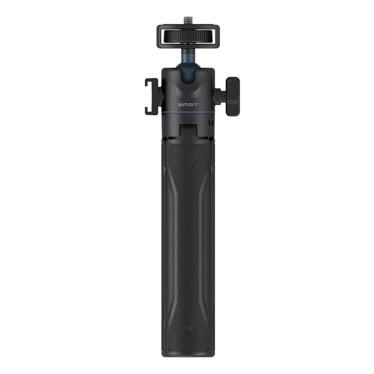 SmallRig 3599 Simorr Vigor VT-15 Vlog Tripod Black, jossa on kompakti kokoontaitettava muotoilu, säädettävä kuulapää ja yläkiinnitysruuvi, näkyy valkoista taustaa vasten.