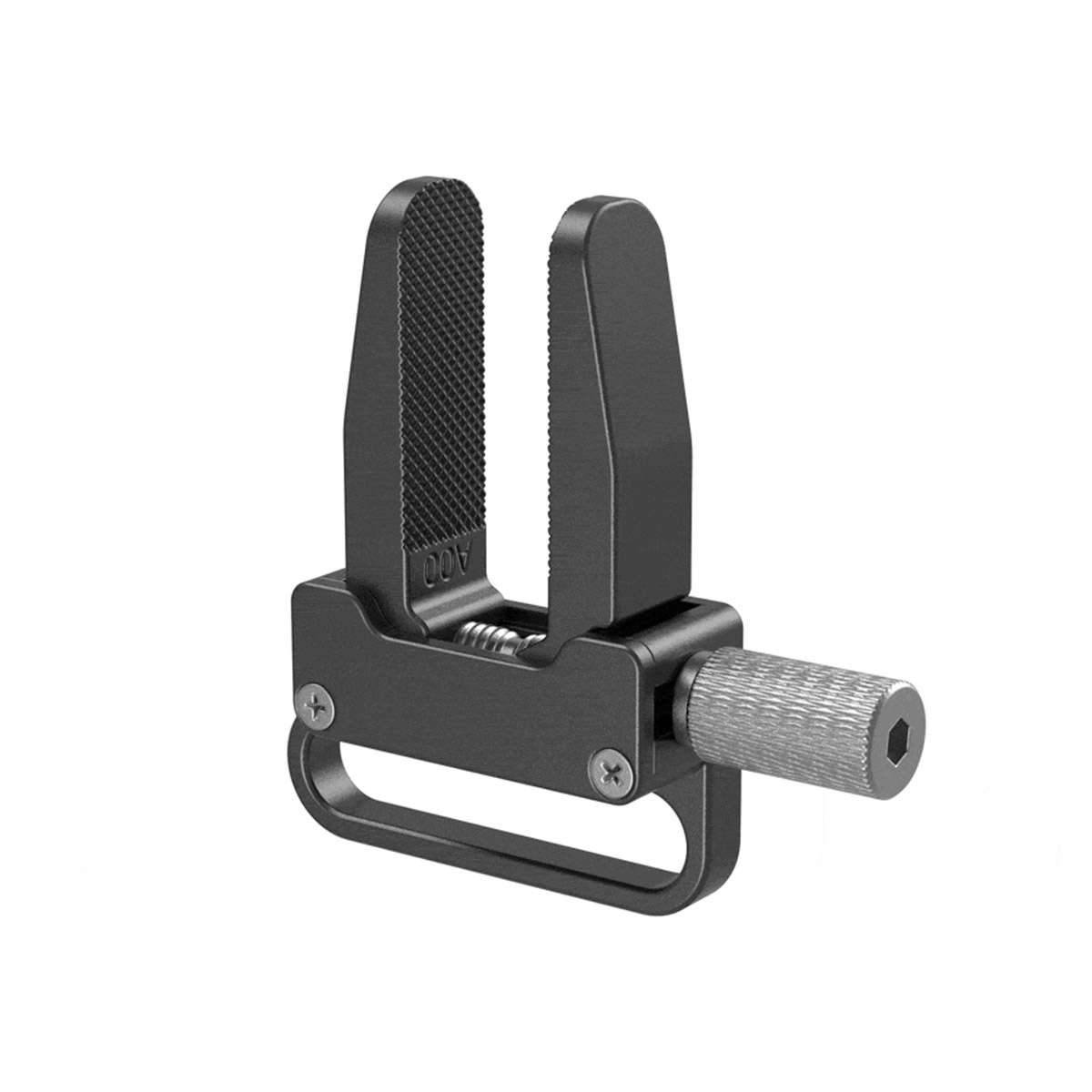 SmallRig 3637 HDMI-kaapelipuristimessa on kaksi pystysuoraa kuvioitua leukaa, hopeinen nuppi ja suorakulmainen kahva pohjassa.