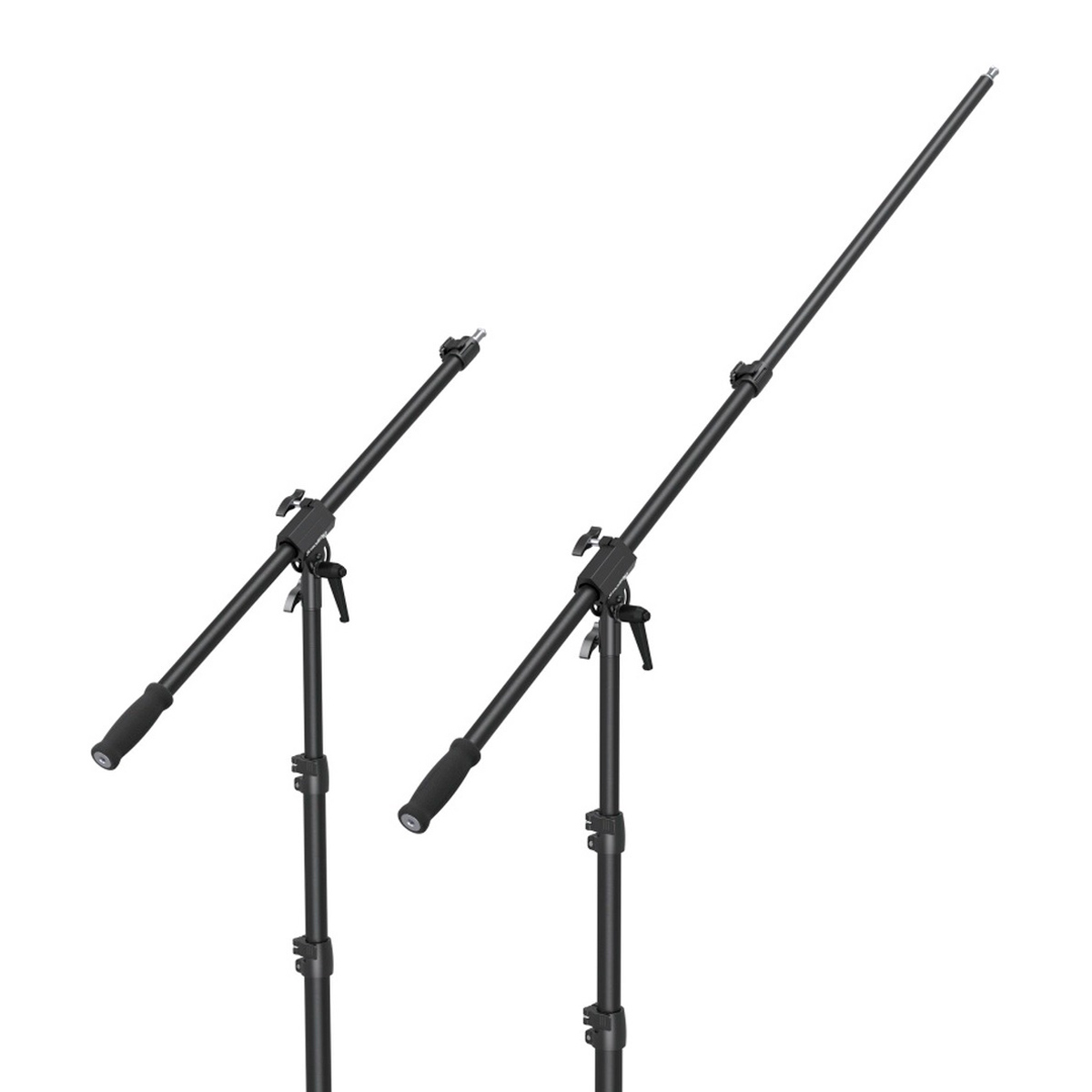 Two SmallRig 3737 RA-S280 air-cushioned light stands with adjustable arms are shown against a white background. The stands have adjustable knobs and padded handles on the booms.