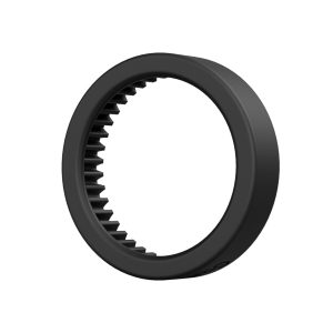 SmallRig 3852 Silicon Gear on musta, pyöreä rengas, jossa on tasaisin välein olevat sisähampaat valkoista taustaa vasten.